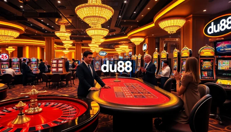 Experience thrilling gameplay at du88 with luxury casino tables and enthusiastic players.