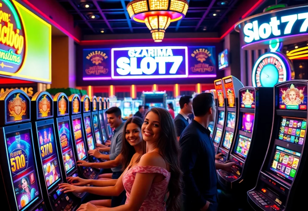 Players enjoying engaging slot experiences at slots777 in a vibrant casino atmosphere.