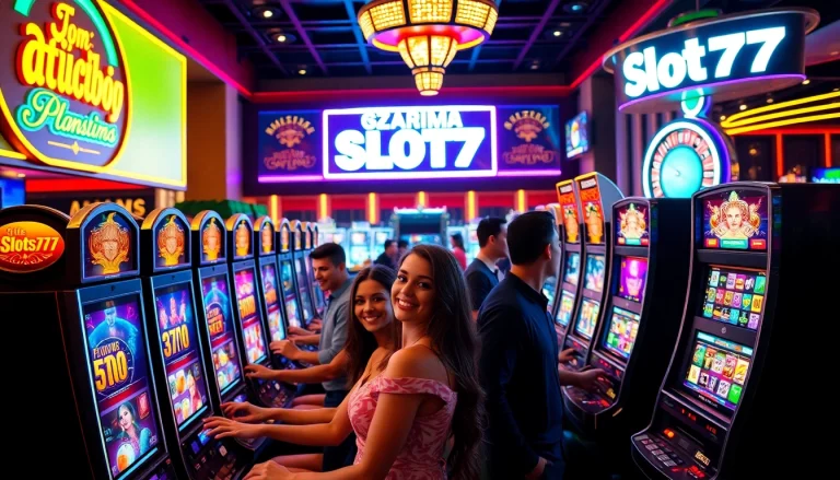 Players enjoying engaging slot experiences at slots777 in a vibrant casino atmosphere.