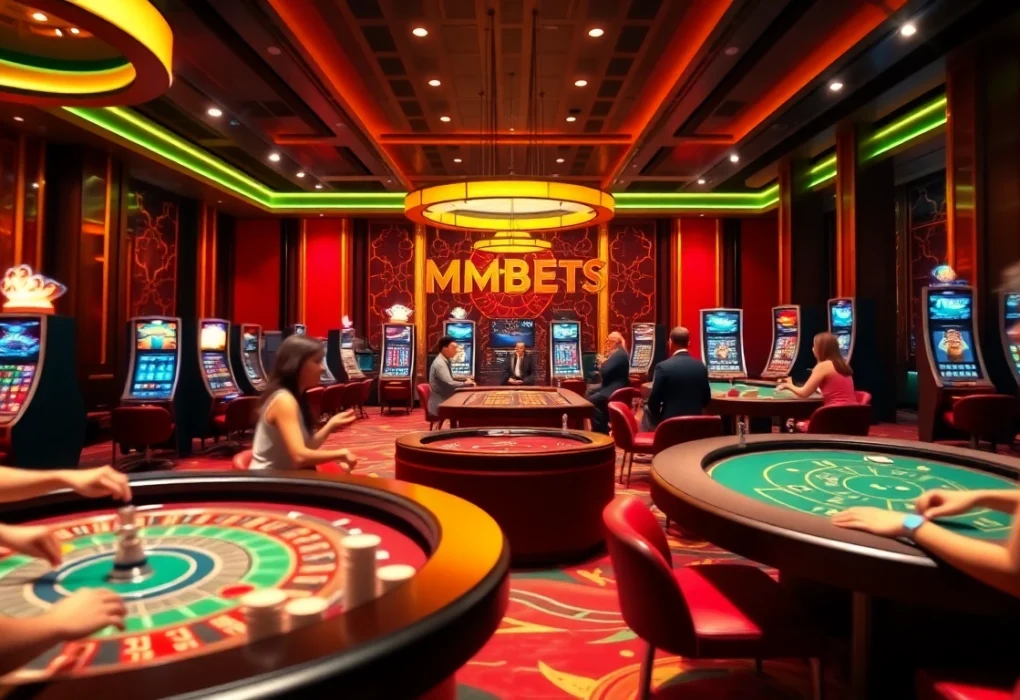 Experience the thrill of MM88 Bets at a luxurious casino with live dealers and vibrant gaming action.