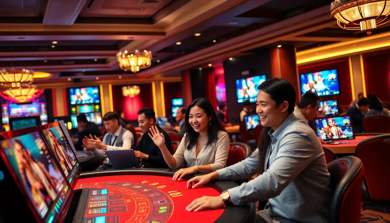 VICWIN online gambling scene with players enjoying a live casino experience
