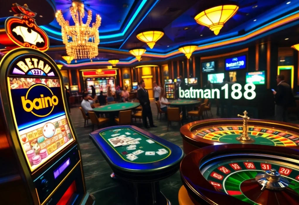 Experience the excitement of gaming at Batman138 login with vibrant slot machines and poker tables.